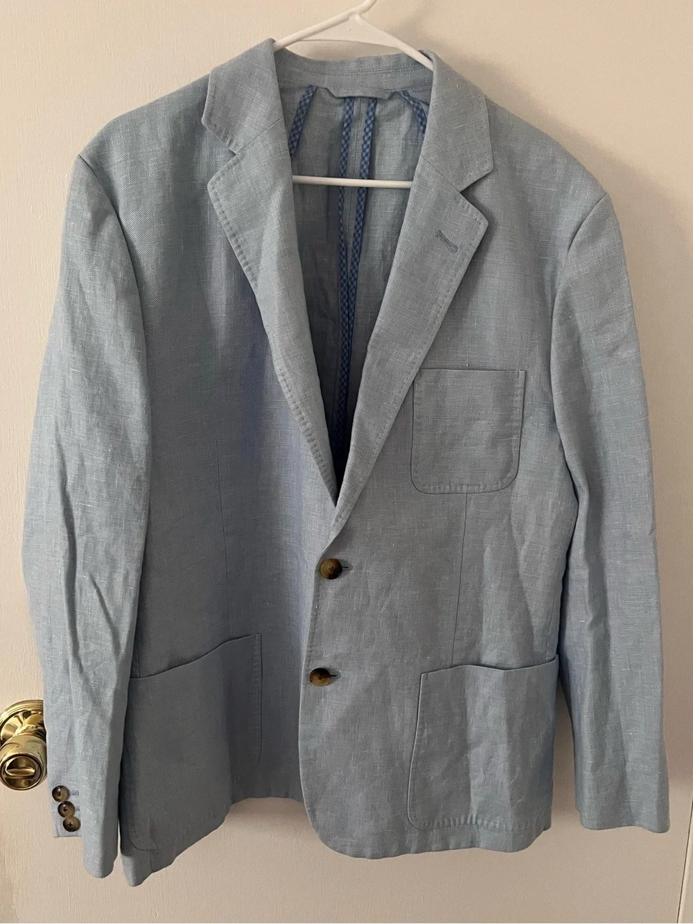 Vineyard Vines Mens Linen Cotton Unstructured Blazer Light Blue Size Large